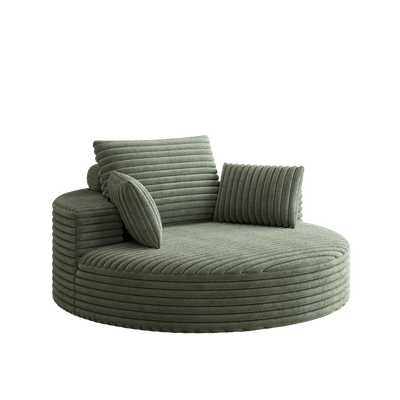 55''L Corduroy Chenille Foam Single Swivel Chair, Fluffy Modern Sleeper, 360 Degree Swivel Chair for Living Room, Bedroom, Lounge and Projection Room