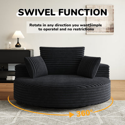 55''L Corduroy Chenille Foam Single Swivel Chair, Fluffy Modern Sleeper, 360 Degree Swivel Chair for Living Room, Bedroom, Lounge and Projection Room