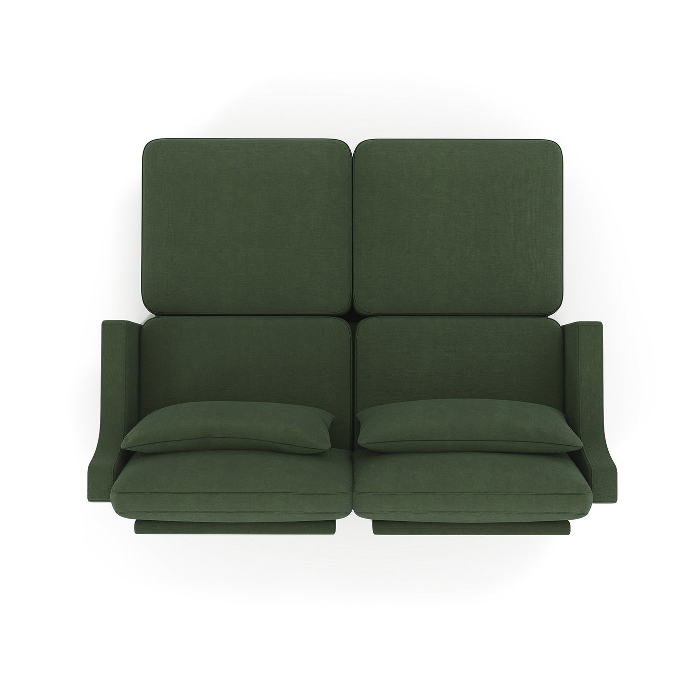Stylish Two-Seater Sofa with Ottoman and Lumbar Pillows, Green Chenille Fabric, Ergonomic Design