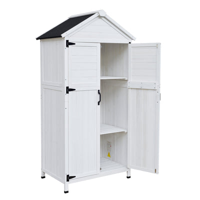 67' White Fir Wood Storage Shed with Double Doors