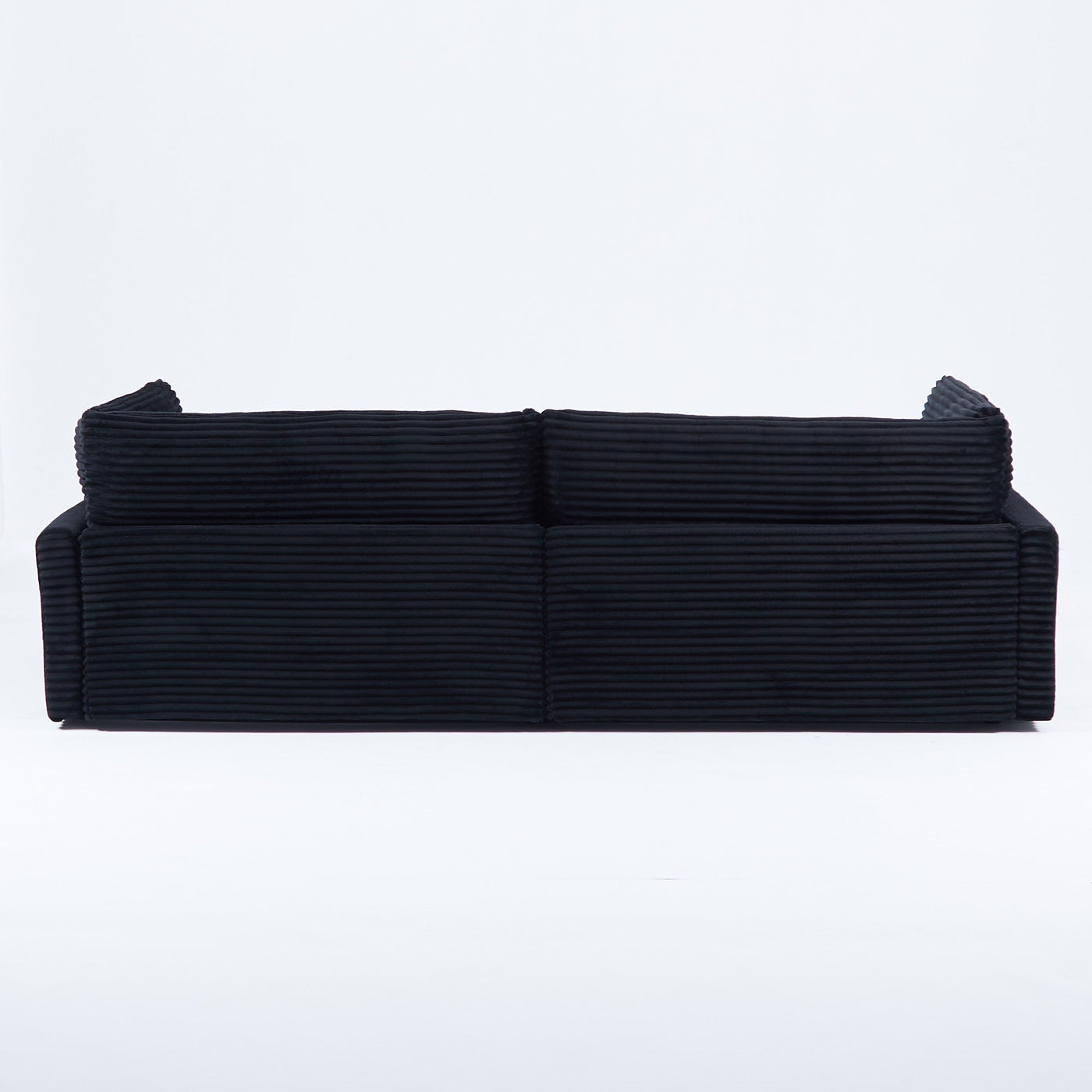 112-inch black corduroy sofa: two throw pillows, four backrests, opening up a new style for the living room's casual area