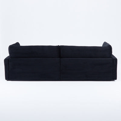 112-inch black corduroy sofa: two throw pillows, four backrests, opening up a new style for the living room's casual area