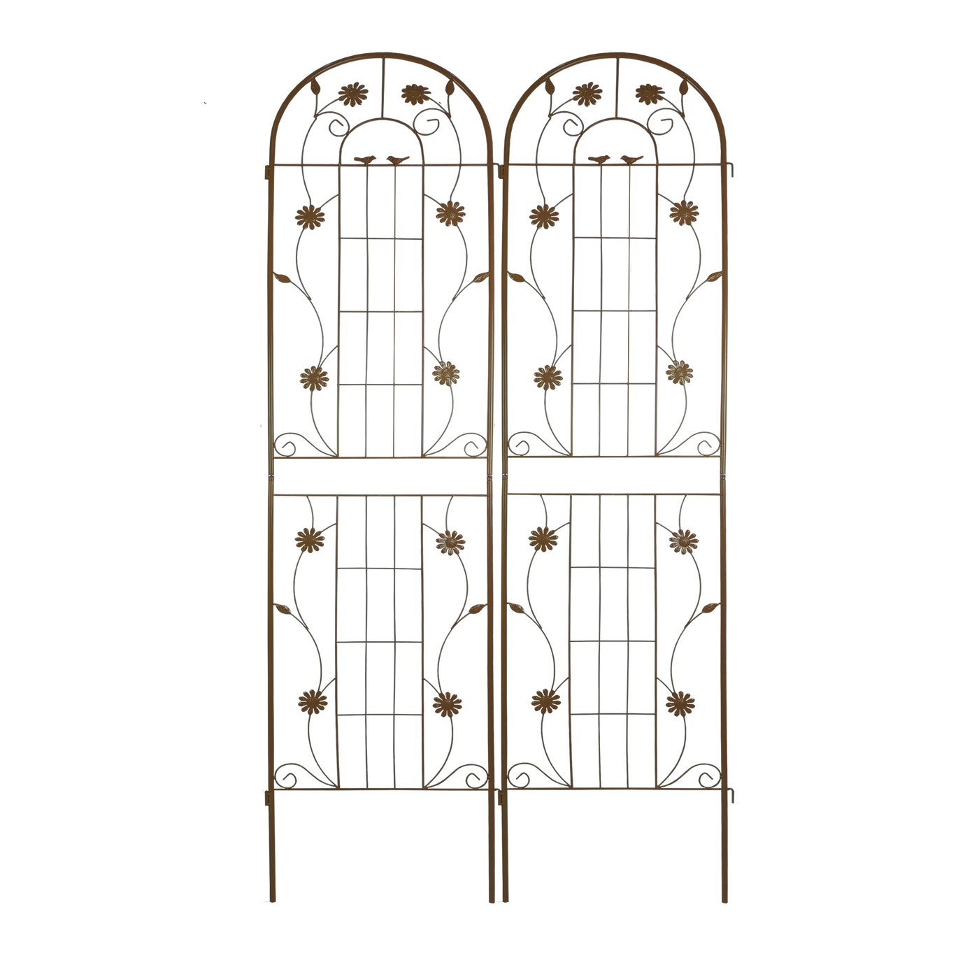 2 Pack Metal Garden Trellis 86.7' x 19.7' Rustproof Trellis for Climbing Plants Outdoor Flower Support Brown