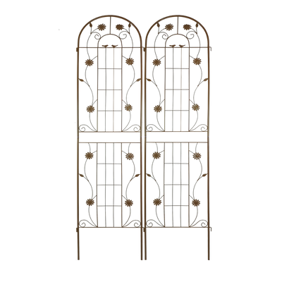 2 Pack Metal Garden Trellis 86.7' x 19.7' Rustproof Trellis for Climbing Plants Outdoor Flower Support Brown