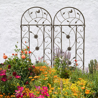 2 Pack Metal Garden Trellis 86.7' x 19.7' Rustproof Trellis for Climbing Plants Outdoor Flower Support Brown