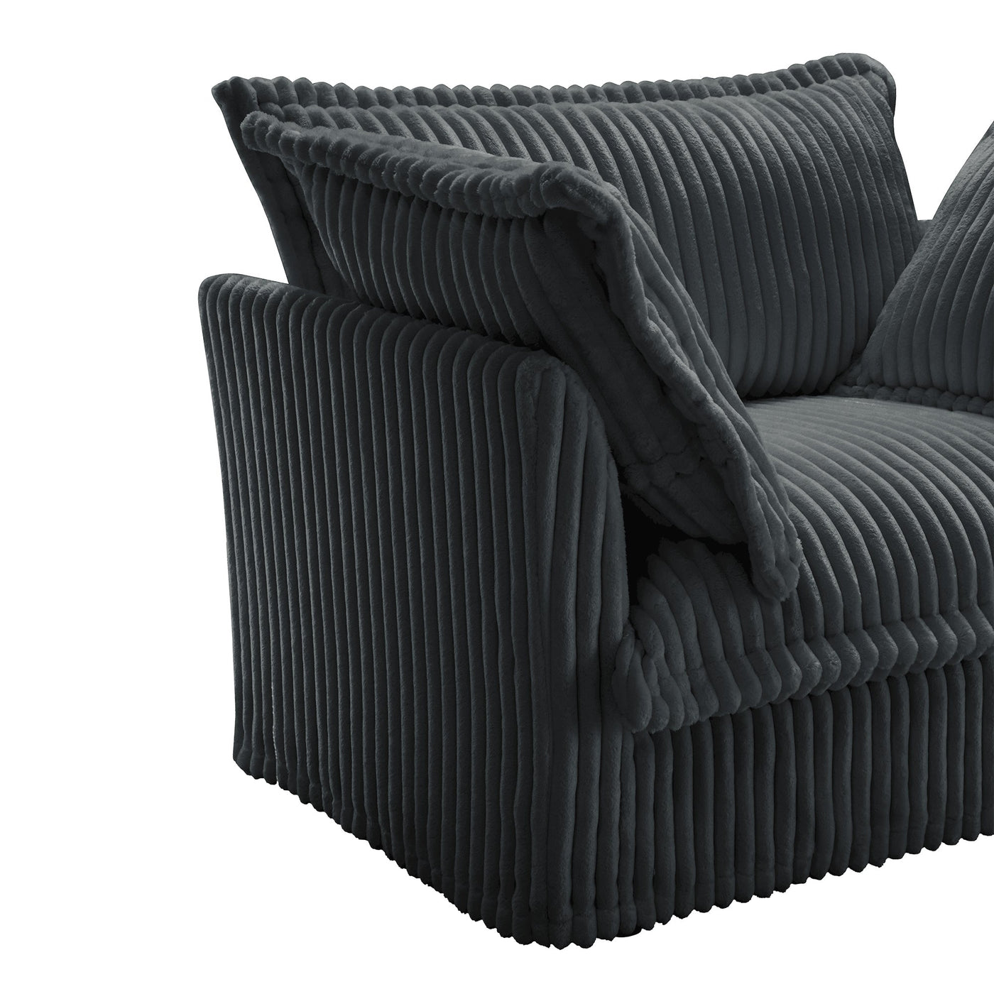 Slipcovered Long Sofa, 4 Seater Sofa with Removable Cover, Extra Deep Couch for Living Room, Corduroy Fabric Cloud Like Comfy Sofa Couch, Gray Corduroy Fabric