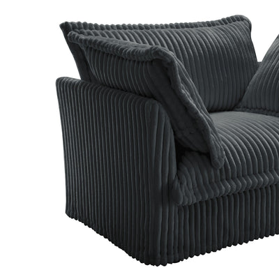 Slipcovered Long Sofa, 4 Seater Sofa with Removable Cover, Extra Deep Couch for Living Room, Corduroy Fabric Cloud Like Comfy Sofa Couch, Gray Corduroy Fabric