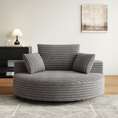 55''L Corduroy Chenille Foam Single Swivel Chair, Fluffy Modern Sleeper, 360 Degree Swivel Chair for Living Room, Bedroom, Lounge and Projection Room