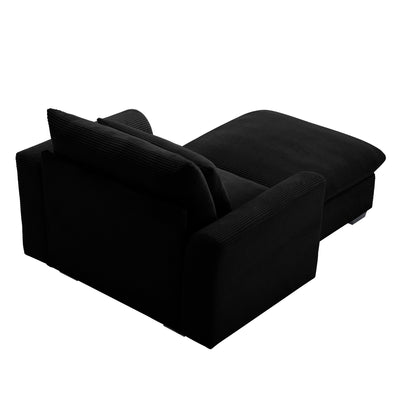 Black Corduroy Sofa Couch, Modular Couch with Storage Ottoman,  Couch Deep Seat Couches for Modern Living Room/Apartment/Office