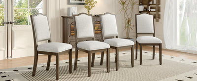 Farmhouse Dining Chairs Set of 4, Upholstered Dining Chairs with High Back, Modern Seating for Kitchen, Bedroom & Living Room(Beige+Brown)