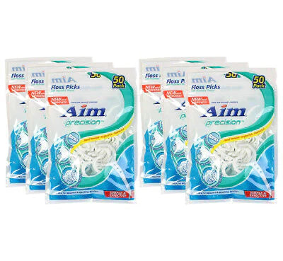Aim Precision Floss Picks with Fluoridex Thread 50 ct (Pack of 6)