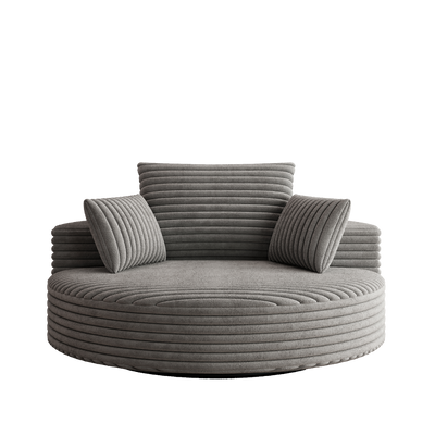 55''L Corduroy Chenille Foam Single Swivel Chair, Fluffy Modern Sleeper, 360 Degree Swivel Chair for Living Room, Bedroom, Lounge and Projection Room