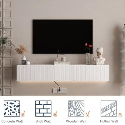 Floating TV Stand Wall Mounted with 16 Color LEDs,69' Modern TV Stand, Floating TV Cabinet Entertainment Center for 55 60 65 Inch TV,