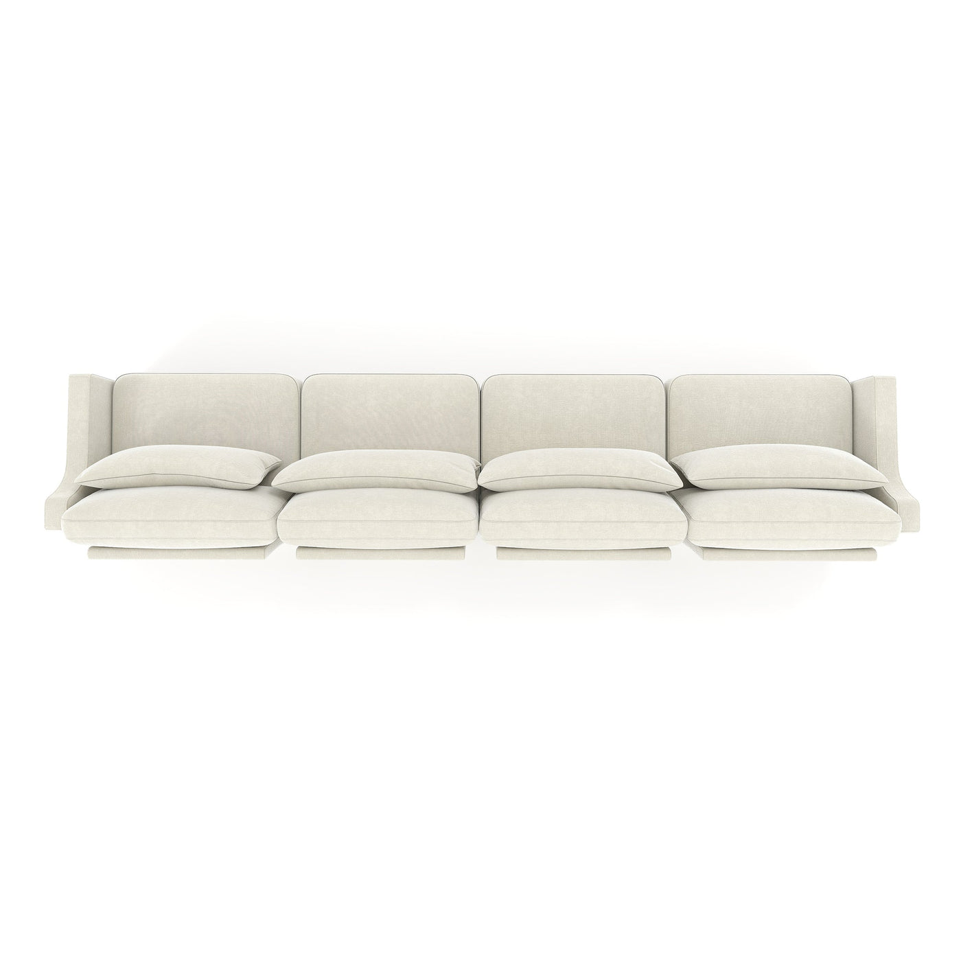 Elegant Four-Seater Chenille Sofa with Lumbar Pillow, Ergonomic Design, Solid Wood Frame, Beige