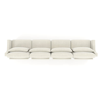 Elegant Four-Seater Chenille Sofa with Lumbar Pillow, Ergonomic Design, Solid Wood Frame, Beige