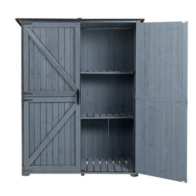 Outdoor Storage Cabinet 55.1'L X 29.1'W X 68.9'H, Garden Shed Tool Shed with Metal Frame Structure for Backyard Garden Patio Lawn (Blue Gray)