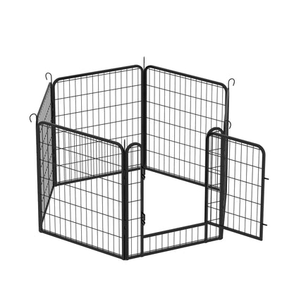 6 Panels Heavy-Duty Metal Playpen with Door, 31.7' H Dog Fence Pet Exercise Pen for Outdoor, Indoor