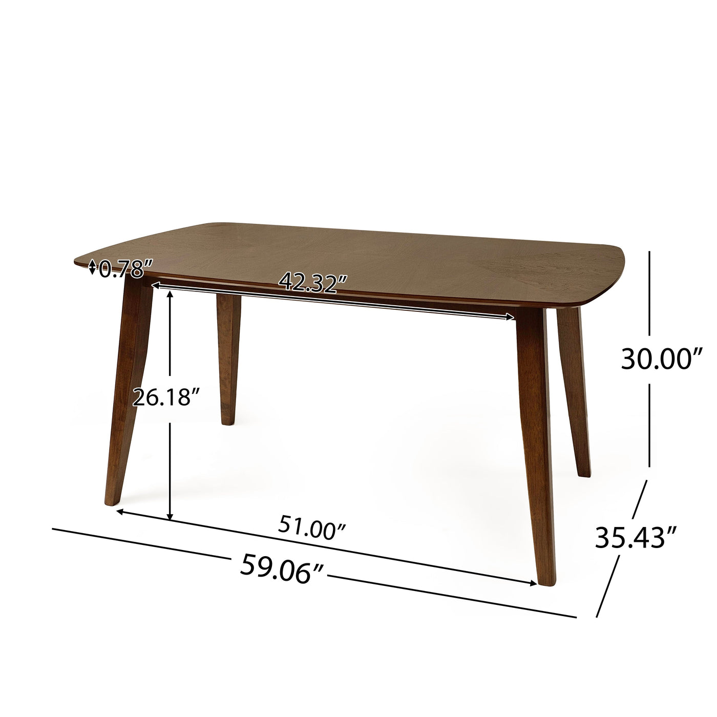 5-Piece Mid-Century Dining Set with Walnut Finished Frame, Upholstered Dining Chairs ,Dark Grey & Wood Dining Table