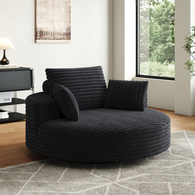 55''L Corduroy Chenille Foam Single Swivel Chair, Fluffy Modern Sleeper, 360 Degree Swivel Chair for Living Room, Bedroom, Lounge and Projection Room