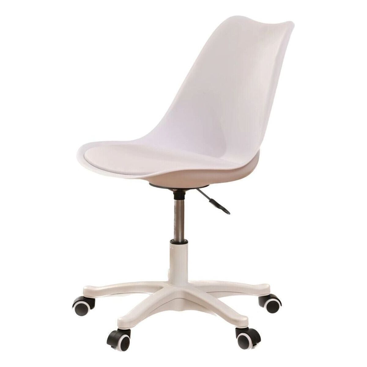 Armless Office Chair,Ergonomic Small Computer Desk Chair with Wheels,Adjustable Rolling Chair, Support Swivel Task Chair for Small Spaces living room,bedroom(White)