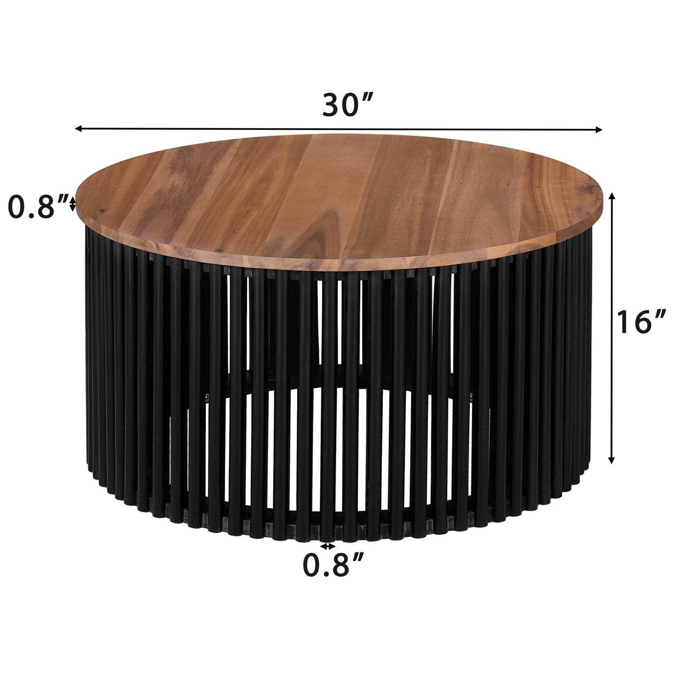 ACACIA SOLID WOOD COFFEE TABLE,NATURAL & BLACK COLOR