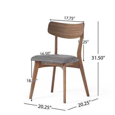 5-Piece Mid-Century Dining Set with Walnut Finished Frame, Upholstered Dining Chairs ,Dark Grey & Wood Dining Table