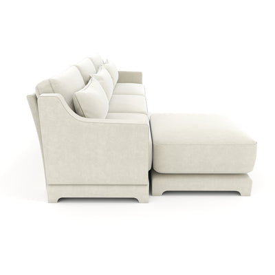 Elegant Chenille Three-Seater Sofa with Movable Ottomans, High-Resilience Sponge, Beige