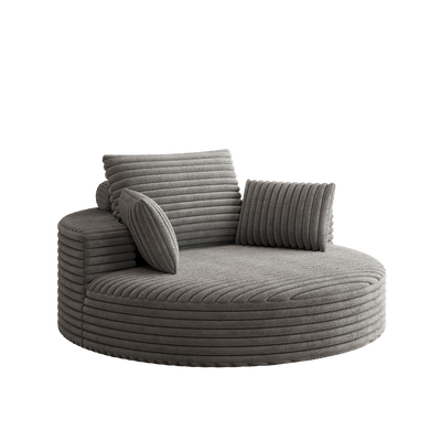 55''L Corduroy Chenille Foam Single Swivel Chair, Fluffy Modern Sleeper, 360 Degree Swivel Chair for Living Room, Bedroom, Lounge and Projection Room