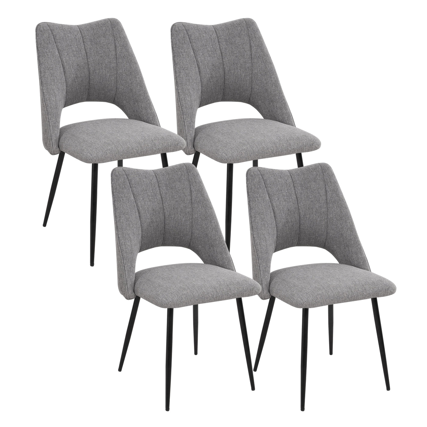4-Chair Set Combination, Modern and Simple, With High Resilience Filling, Metal Legs, Adjustable Feet, Suitable For Kitchens and Dining Rooms,(Grey)