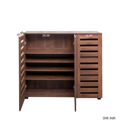 Shoe Cabinet, 5-Tier Shoe Storage Cabinet with Adjustable Shelves, Wooden Shoe Rack Organizer with Louvered Doors for Entryway, Hallway, Bedroom, Closet, Living Room