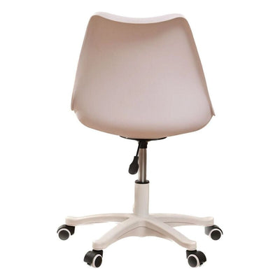 Armless Office Chair,Ergonomic Small Computer Desk Chair with Wheels,Adjustable Rolling Chair, Support Swivel Task Chair for Small Spaces living room,bedroom(White)