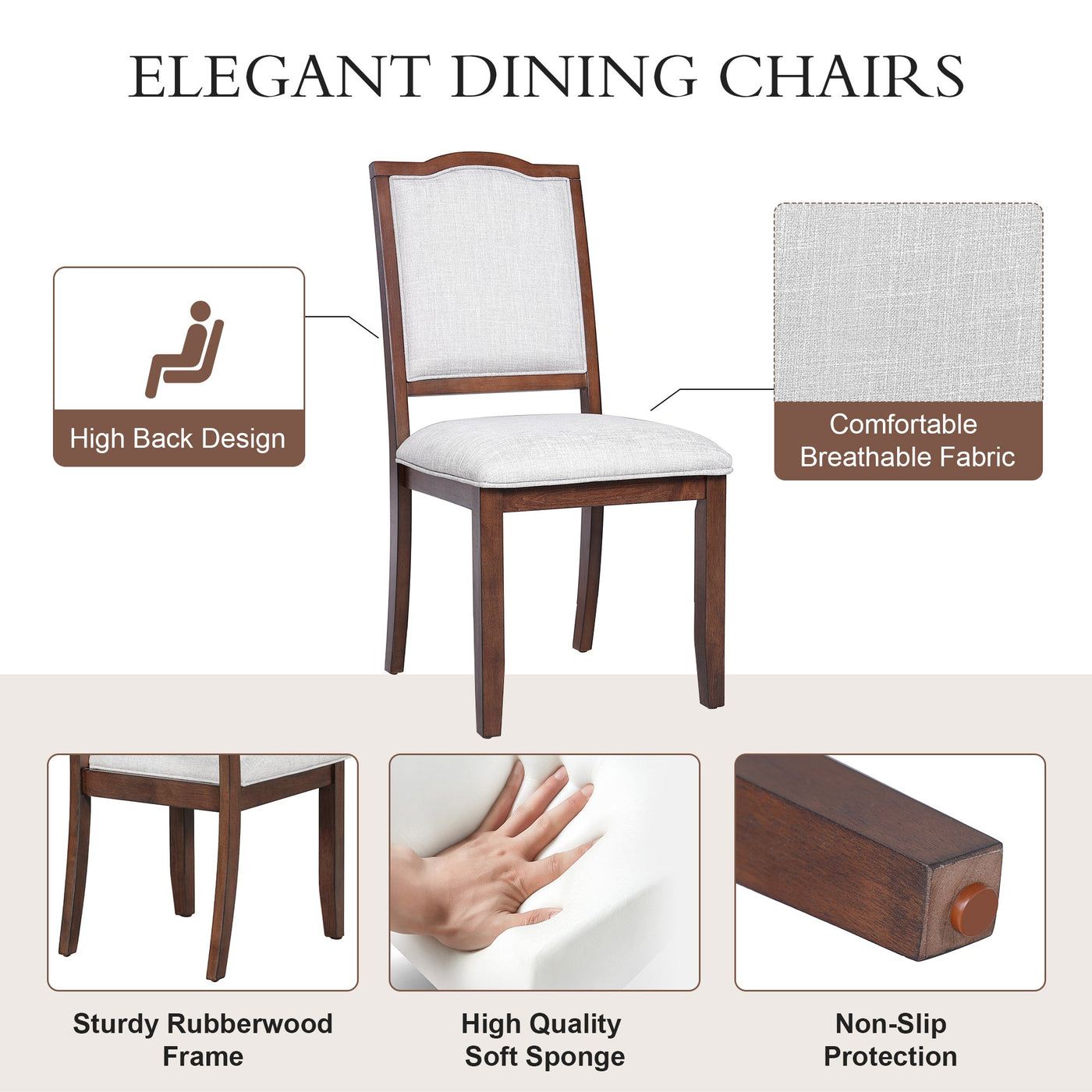 6-Piece Extendable Dining Table Set, 60–78 in. Wood Table with Removable Leaf, 4 Upholstered Chairs and Bench, Cherry Finish