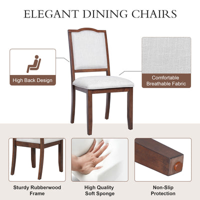 6-Piece Extendable Dining Table Set, 60–78 in. Wood Table with Removable Leaf, 4 Upholstered Chairs and Bench, Cherry Finish