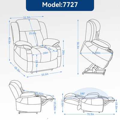 Dual Motor Infinite Position Up to 350 LBS Leatherair Power Lift Recliner Chair, Heavy Duty Motion Mechanism with 8-Point Vibration Massage and Lumbar Heating, Stainless steel Cup Holders, Brown