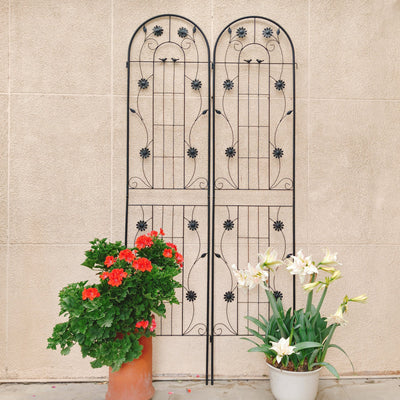2 Pack Metal Garden Trellis 86.7' x 19.7' Rustproof Trellis for Climbing Plants Outdoor Flower Support Black