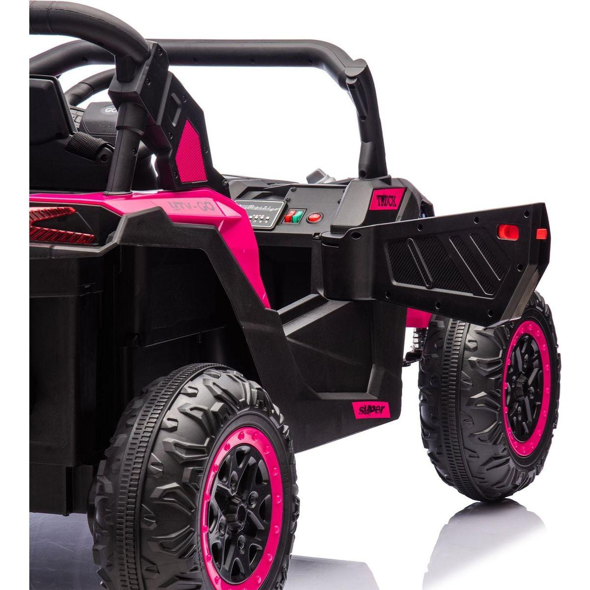 24V Two-Seater Kids Ride On UTV W/Parents Remote Control,Four-Wheel Suspension,Slow Start,Large wheel design,Anti-collision bar,Storage space,Music,USB,Bluetooth,Volume control,LED lights for Kids 3+.