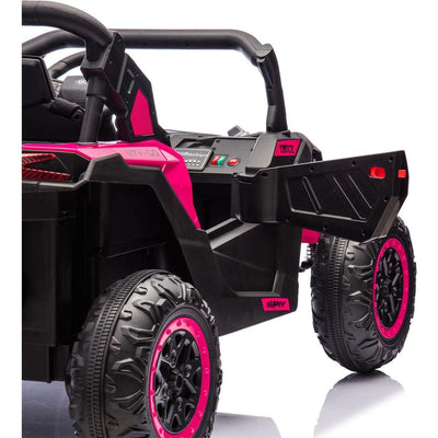 24V Two-Seater Kids Ride On UTV W/Parents Remote Control,Four-Wheel Suspension,Slow Start,Large wheel design,Anti-collision bar,Storage space,Music,USB,Bluetooth,Volume control,LED lights for Kids 3+.