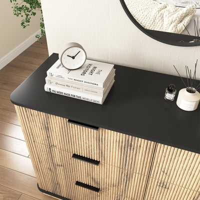 Natural Wood Grain Four-Door MDF TV Cabinet, An Ideal Choice for TV And Item Storage in Modern Homes, A Perfect Blend of Nordic And Modern Minimalist Styles, With Dimensions of 55*15.7*18.9 inches