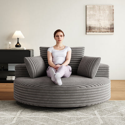 55''L Corduroy Chenille Foam Single Swivel Chair, Fluffy Modern Sleeper, 360 Degree Swivel Chair for Living Room, Bedroom, Lounge and Projection Room