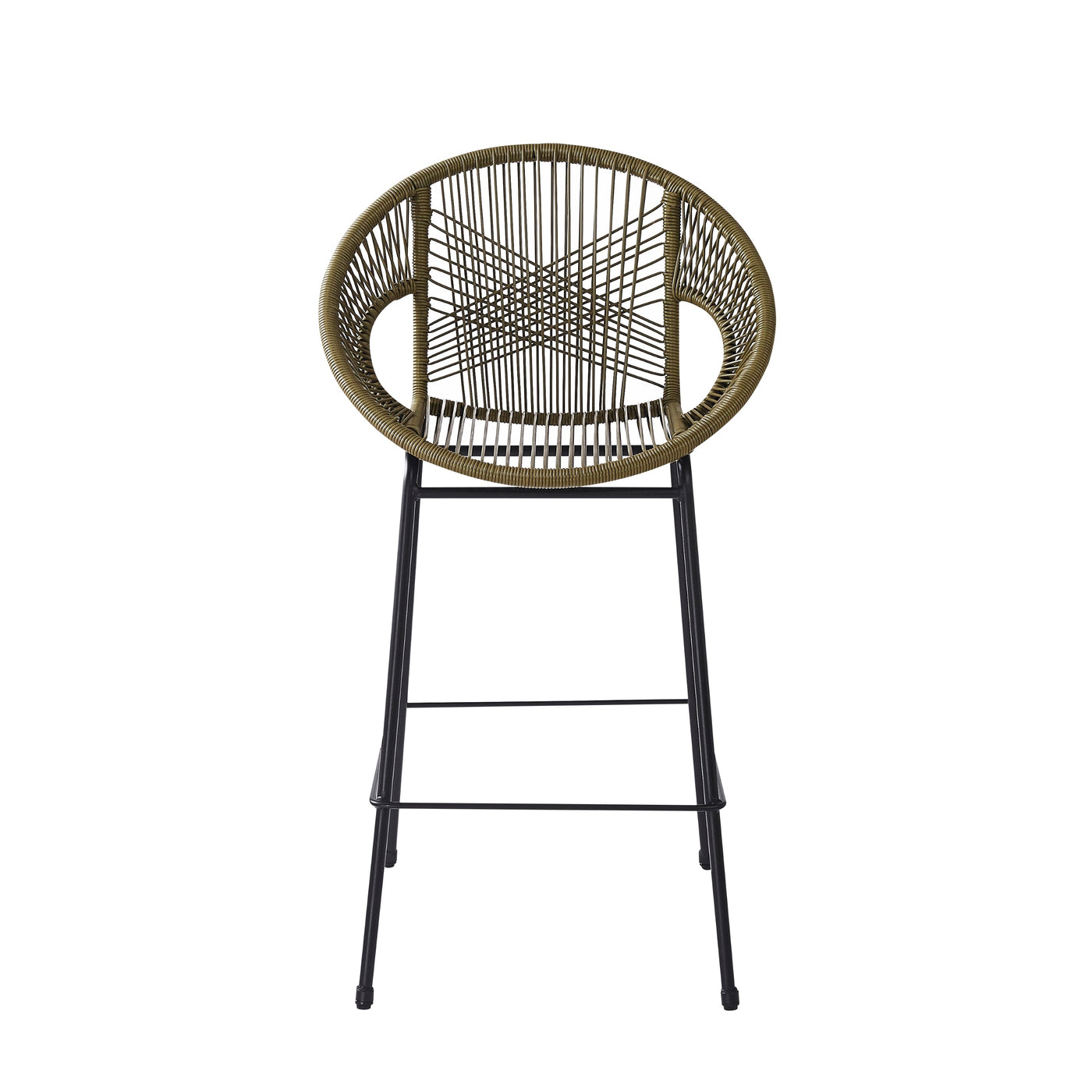 Ferrara Outdoor Patio Green Faux Wicker Barstool Set with Ergonomic Design and Durable PE Material