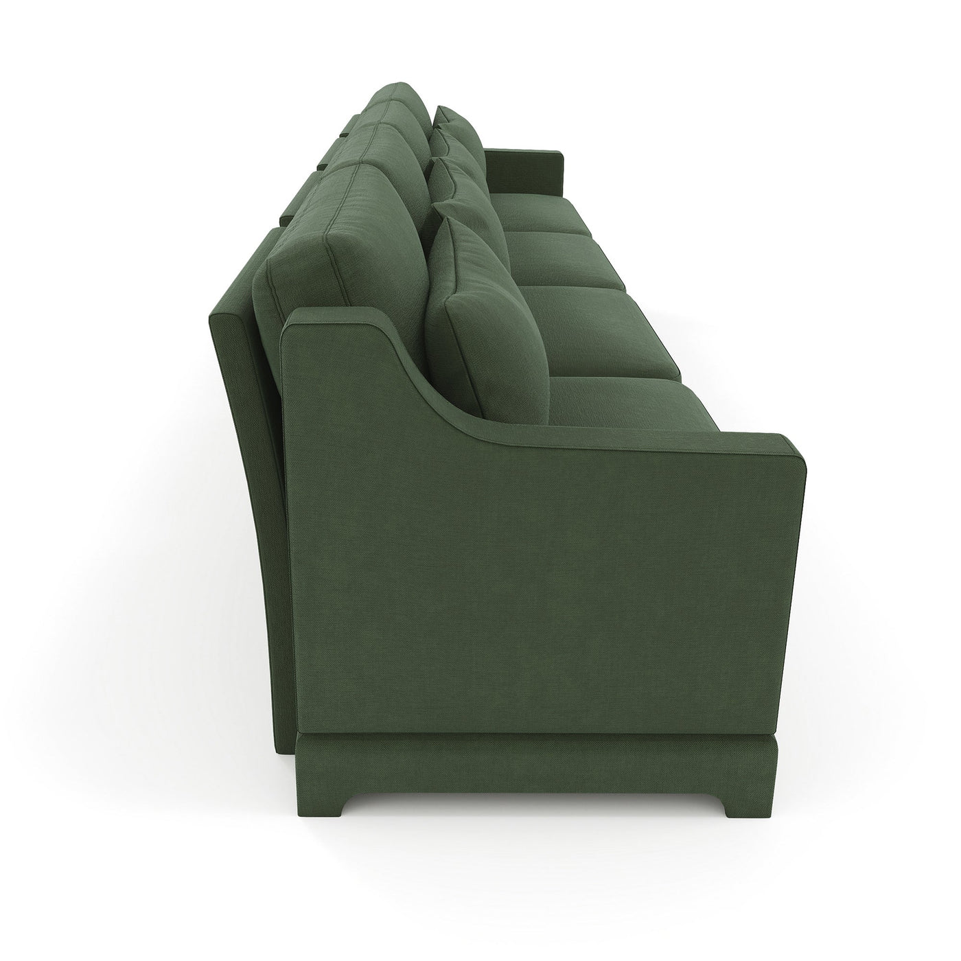 Ergonomic Green Chenille Four-Seater Sofa with Lumbar Pillow, Solid Wood Frame, High-Resilience Sponge