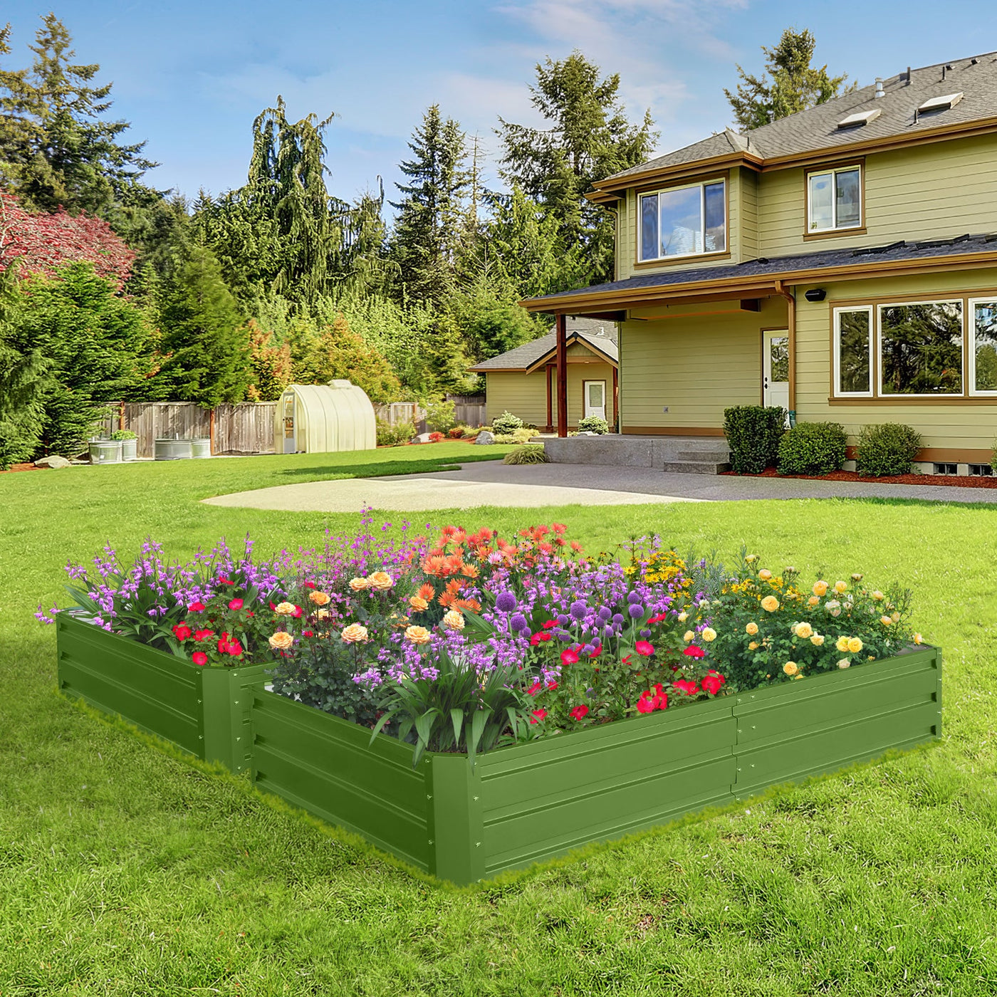 6 x 3 x 1 ft (2 pack) Metal Garden Bed,Outdoor Planter Box Metal Patio Kit Planting Bed for Vegetables Flowers Herb,Green