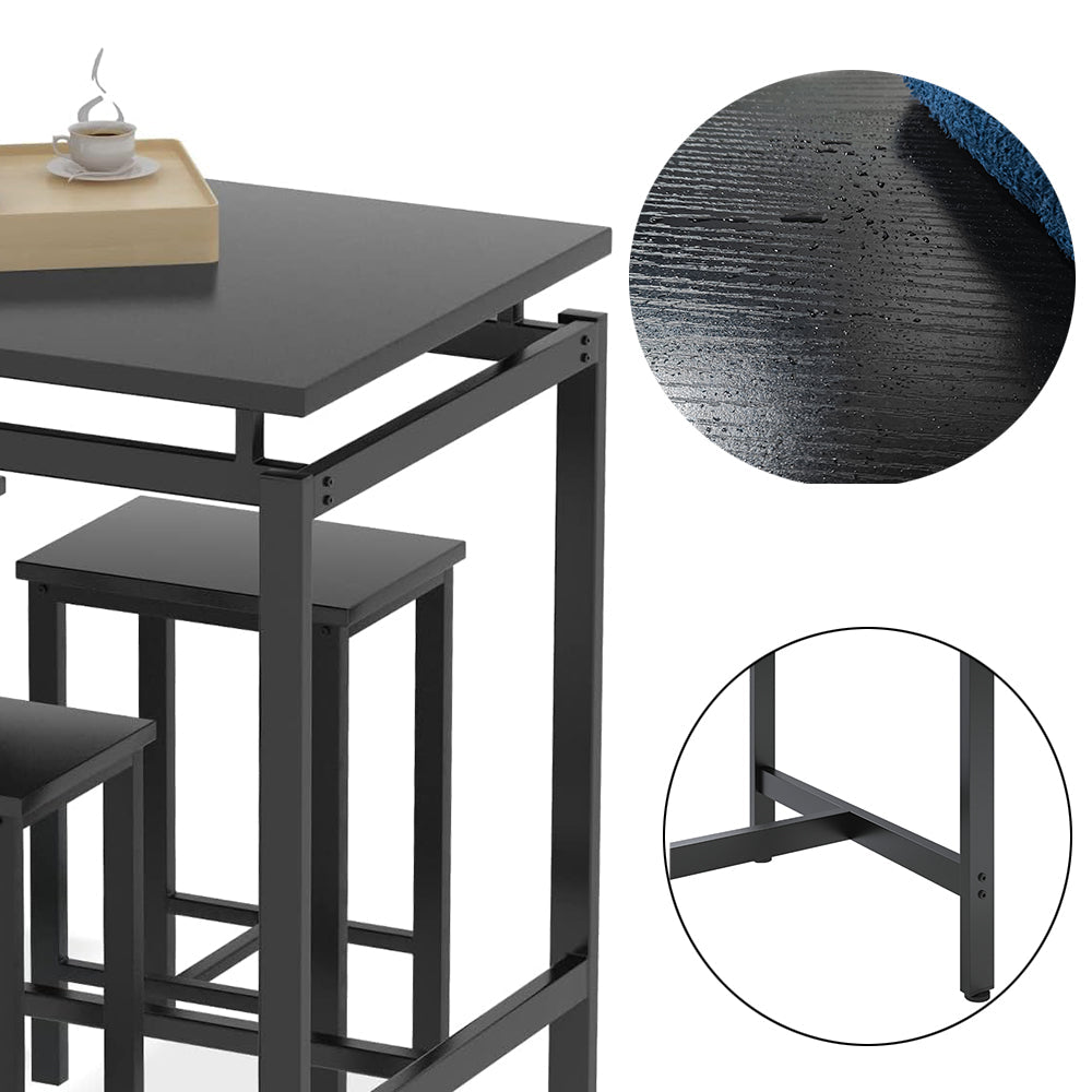 5 Pieces Dining Table Set for 4,Black Bar Table Set with 4 Bar Stools Counter Height Bar Table and Chairs Set. Pub Table Set Breakfast Table for Kitchen, Small Space