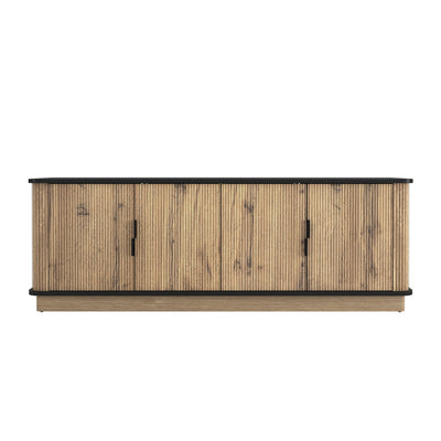 Natural Wood Grain Four-Door MDF TV Cabinet, An Ideal Choice for TV And Item Storage in Modern Homes, A Perfect Blend of Nordic And Modern Minimalist Styles, With Dimensions of 55*15.7*18.9 inches