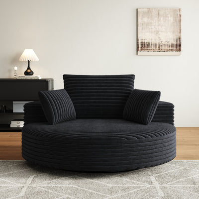 55''L Corduroy Chenille Foam Single Swivel Chair, Fluffy Modern Sleeper, 360 Degree Swivel Chair for Living Room, Bedroom, Lounge and Projection Room