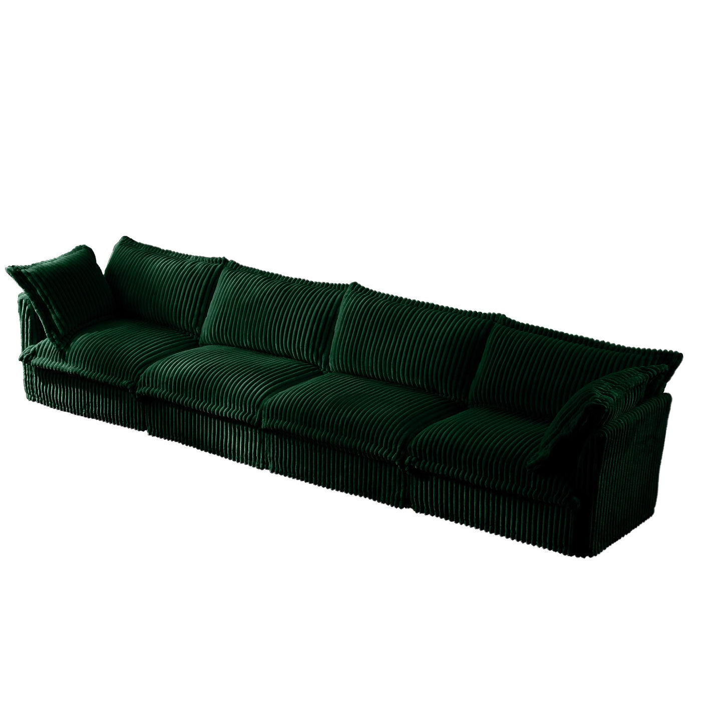 Slipcovered Long Sofa, 4 Seater Sofa with Removable Cover, Extra Deep Couch for Living Room, Corduroy Fabric Cloud Like Comfy Sofa Couch, Green Corduroy Fabric