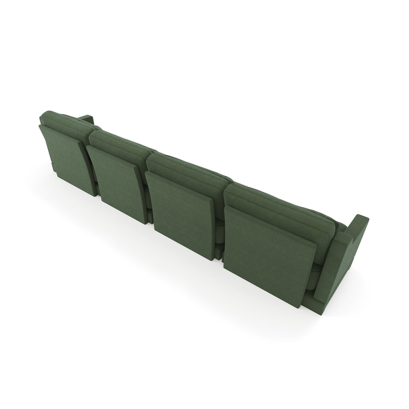 Ergonomic Green Chenille Four-Seater Sofa with Lumbar Pillow, Solid Wood Frame, High-Resilience Sponge