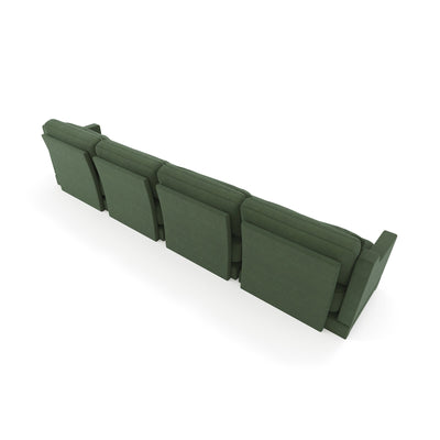 Ergonomic Green Chenille Four-Seater Sofa with Lumbar Pillow, Solid Wood Frame, High-Resilience Sponge
