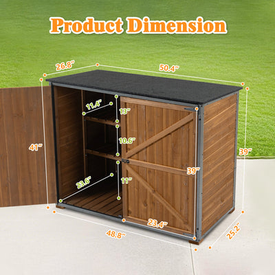 Outdoor Storage Cabinet 50.4'L X 26.8'W X 41'H, Garden Shed Tool Shed with Metal Frame Structure for Backyard Garden Patio Lawn (Brown)