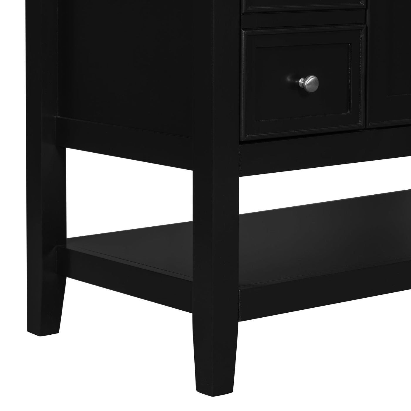 36' Bathroom Vanity with Sink Combo, One Cabinet and Three Drawers, Solid Wood and MDF Board, Black (Old Sku:SY999505AAB)